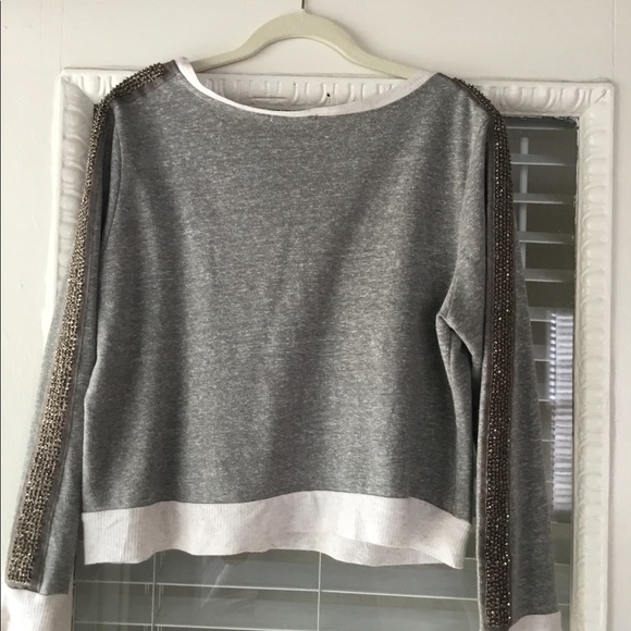 Cute Crop Top by Gibson in Gray/Crm Copper Sequin - Picture 2 of 3